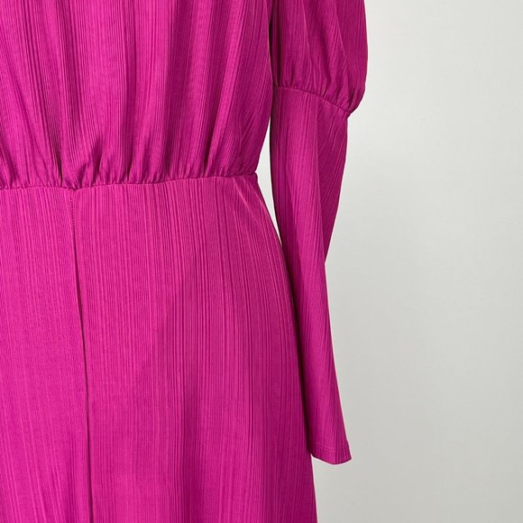 NSR Nordstrom Womens Long Sleeve Open Back Midi Dress Fuchsia Pink size Large - Picture 4 of 15